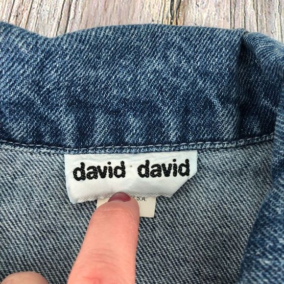 90’s Vintage Denim Floral Burnout Rhinestone Button Front Collared Vest Small - Picture 9 of 10